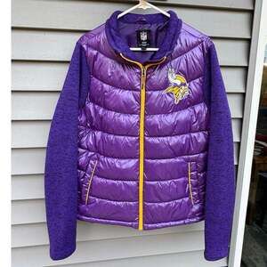 Minnesota Vikings XXL Embroidered NFL Purple Full Zip Hybrid Puffer Jacket